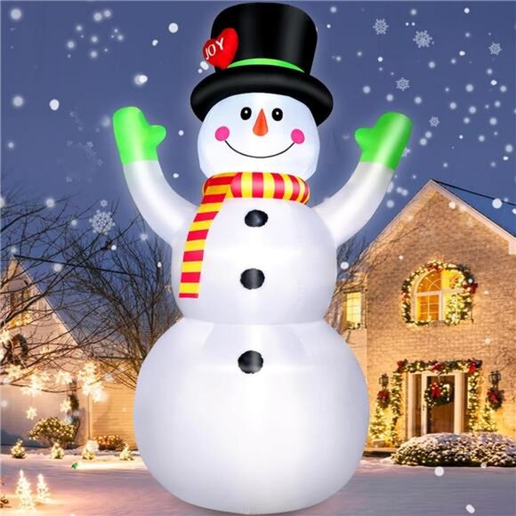 10 FT Christmas Inflatables Snowman Wear Magic Hat, Blow Up Outdoor Decor - Picture 1 of 7